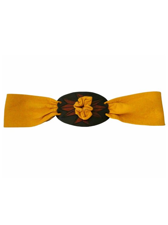 vtg tooled disc & nappa leather belt sz S yellow main image 10